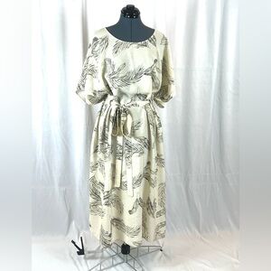 Entro tropical print dress, ivory/charcoal 1X/2X 170